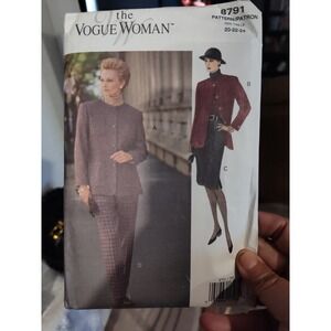 Vogue 8791 UNCUT Sewing Pattern, Misses' Petite Jacket, Skirt, Pants, Size 20-24